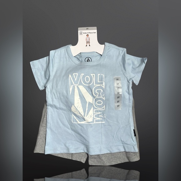 Volcom Kids Light Blue T-Shirt and Gray Shorts Set Size 3T - Picture 1 of 3